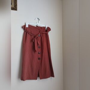 Chloe & Katie Skirt Women XL Rust Button-Down Midi Versatile Cottagecore Academi